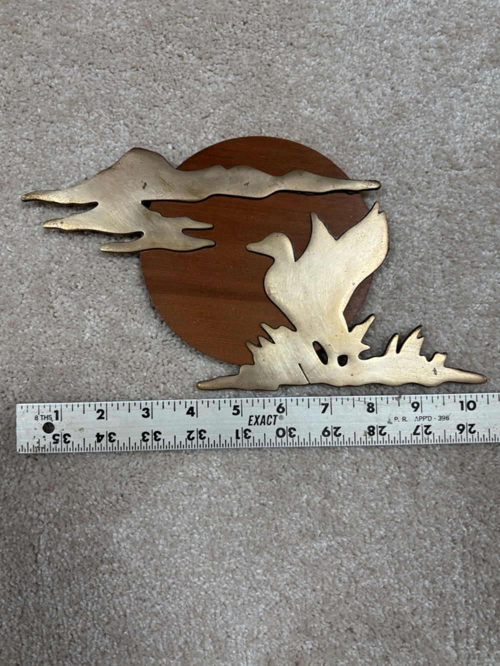 Vintage House of LLoyd Brass and Wood Duck and Cloud Wall Plaque 1989 - Picture 8 of 10